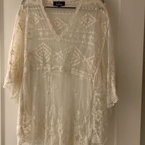 Super cute Lulus white lace coverup